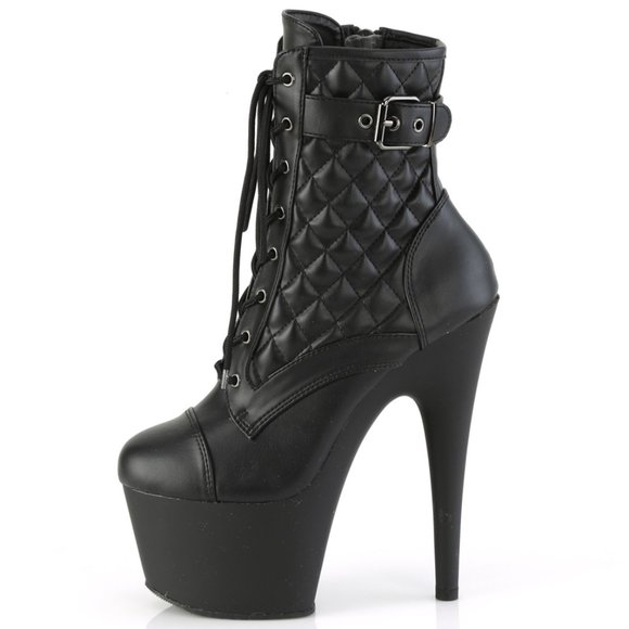 Platform Quilted High Heel Lace Up Ankle Boots - Picture 1 of 5